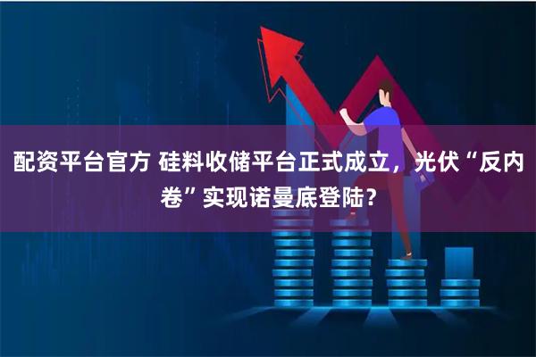 配资平台官方 硅料收储平台正式成立，光伏“反内卷”实现诺曼底登陆？